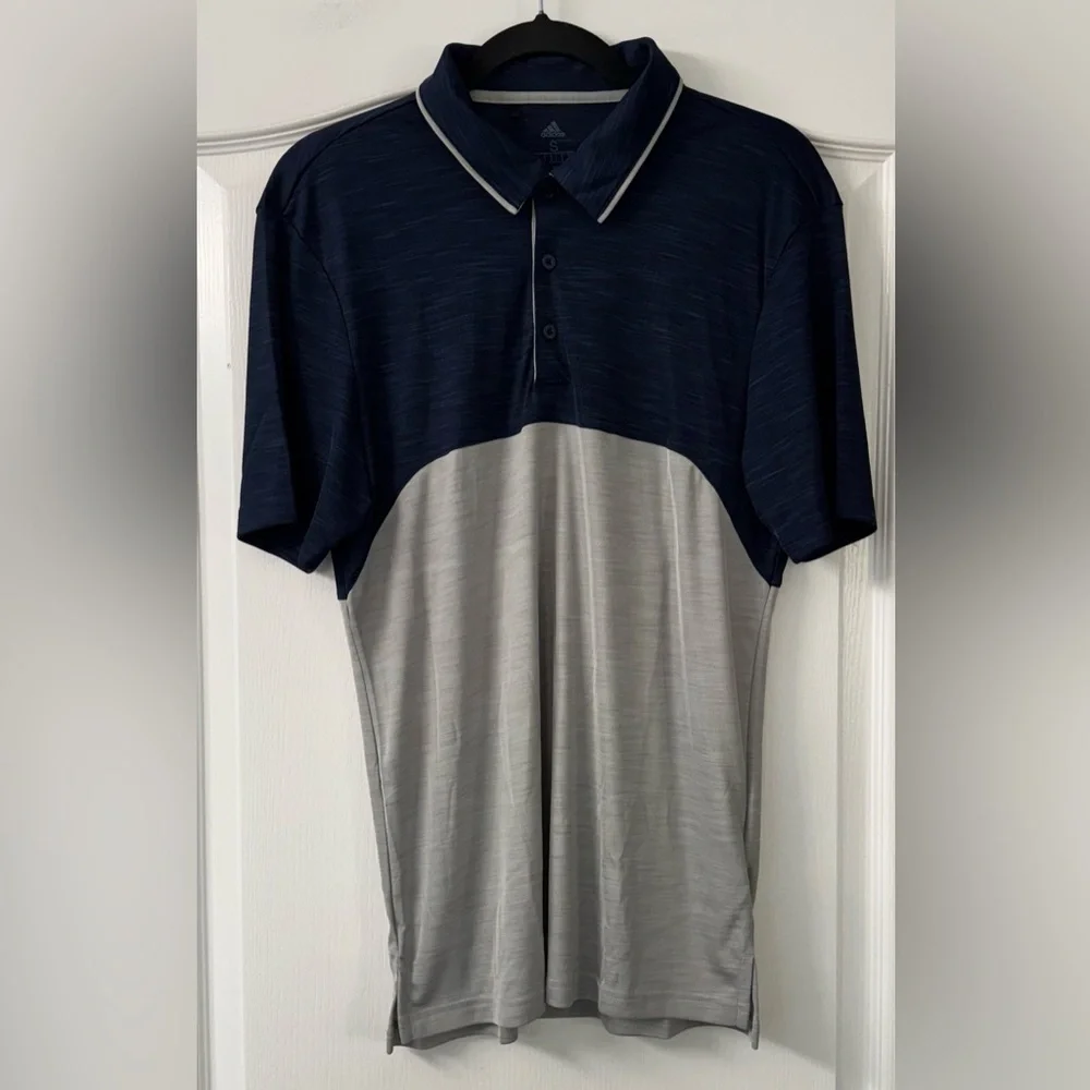 Adidas Men’s Navy and Light Gray Colorblock Golf Polo